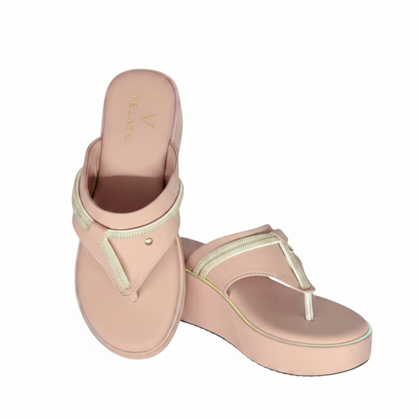 VELATO Crystal Strap Thong Platform Wedge