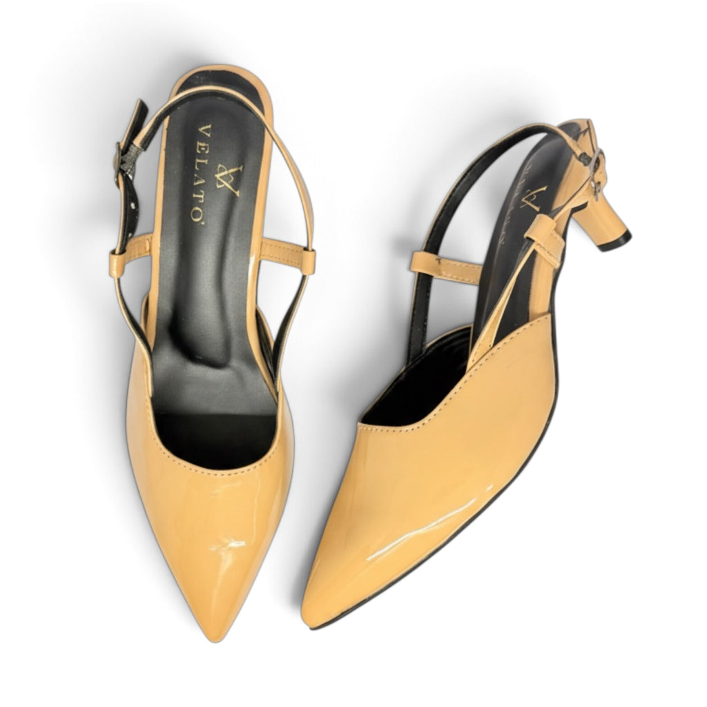 VELATO Patent Slingback Kitten Heels