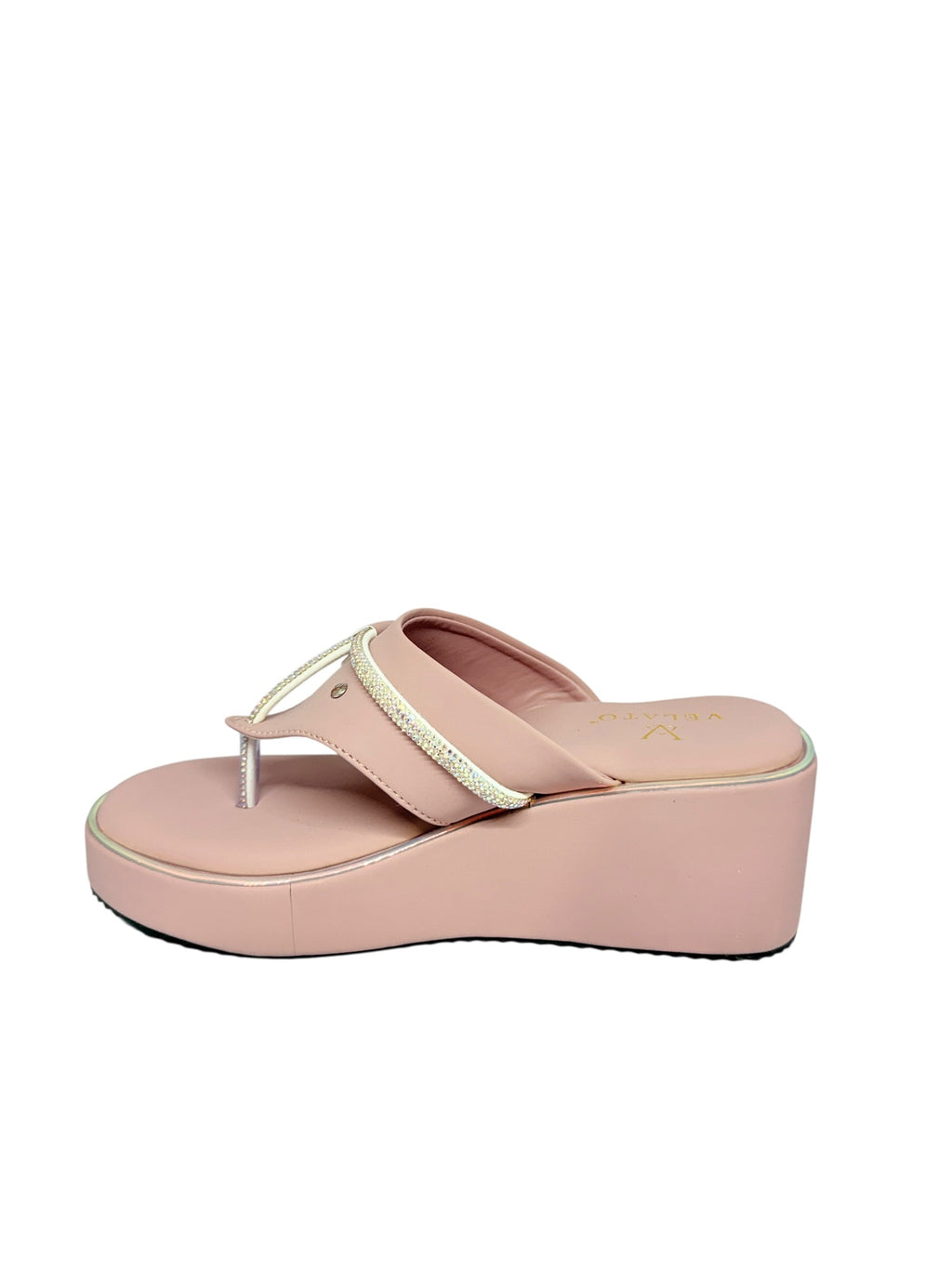 VELATO Crystal Strap Thong Platform Wedge