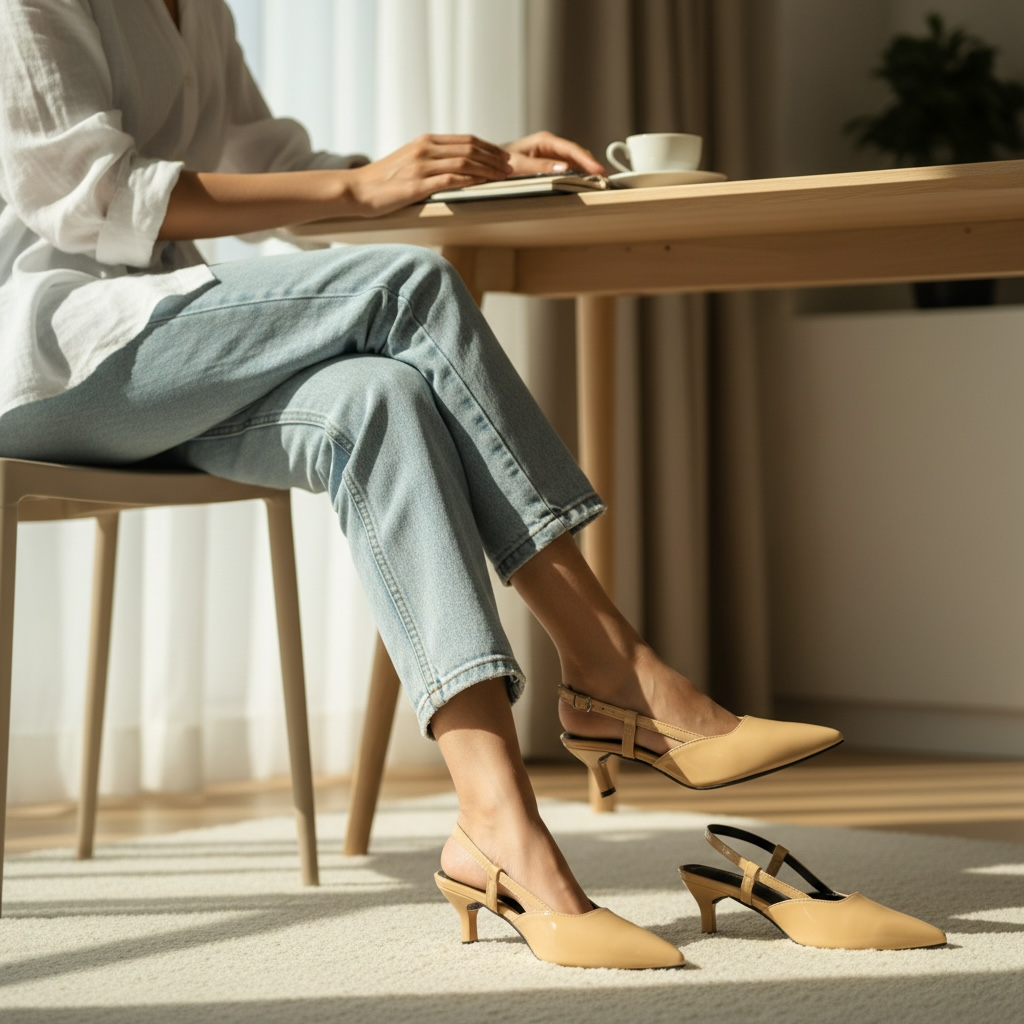 VELATO Patent Slingback Kitten Heels