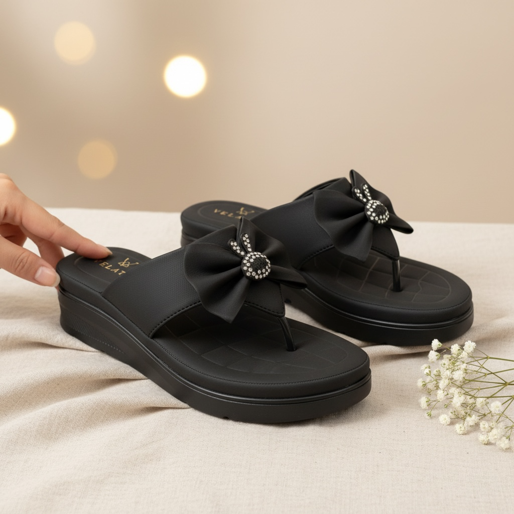 VELATO Bow Thong Comfort Flatform Slipper
