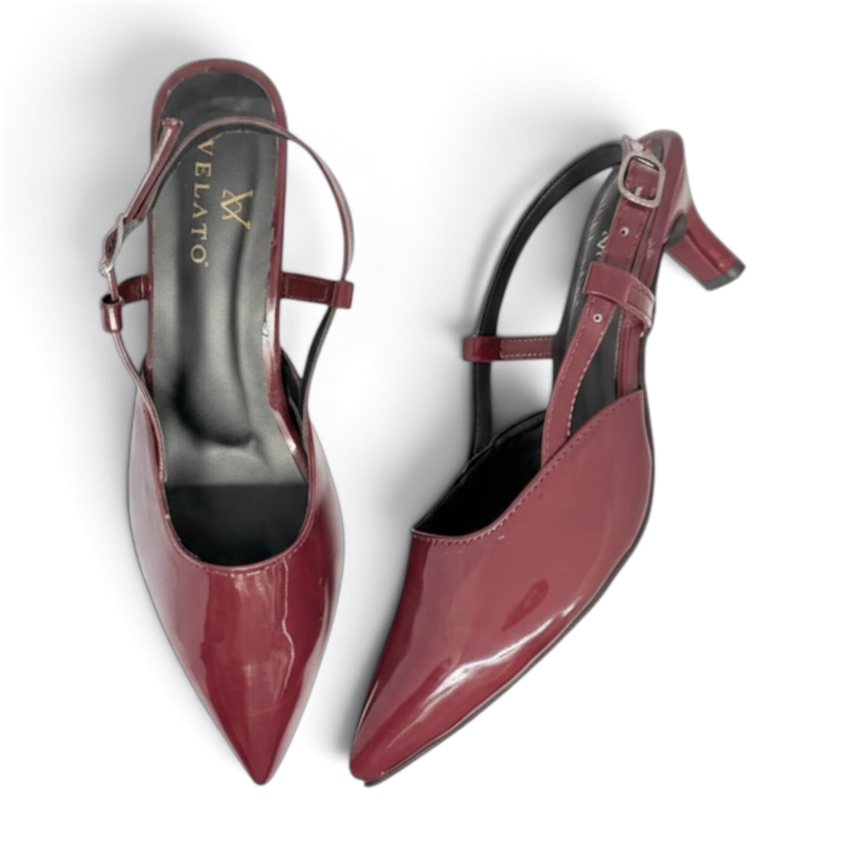 VELATO Patent Slingback Kitten Heels