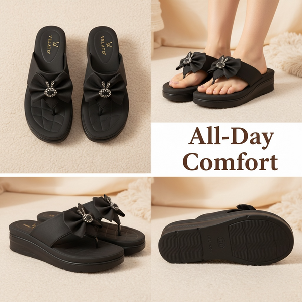 VELATO Bow Thong Comfort Flatform Slipper