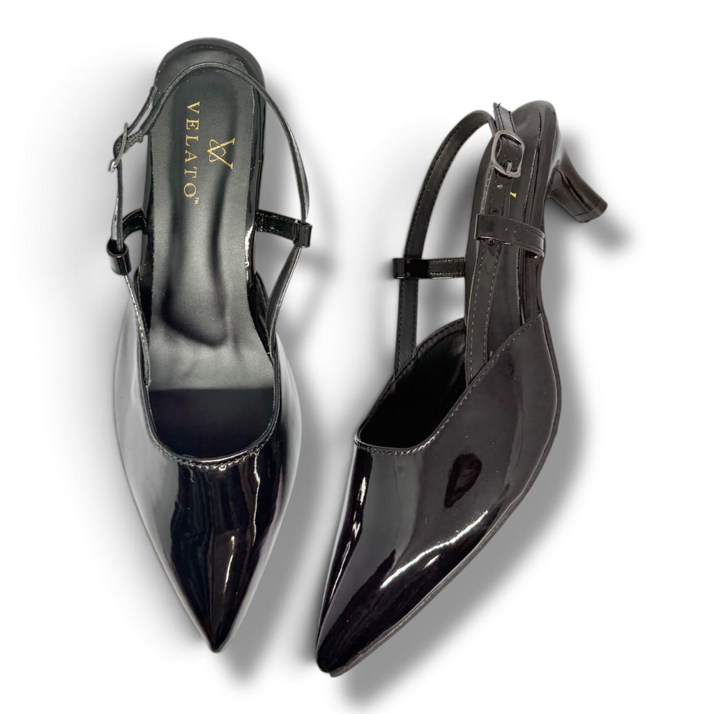 VELATO Patent Slingback Kitten Heels