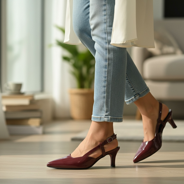 VELATO Patent Slingback Kitten Heels