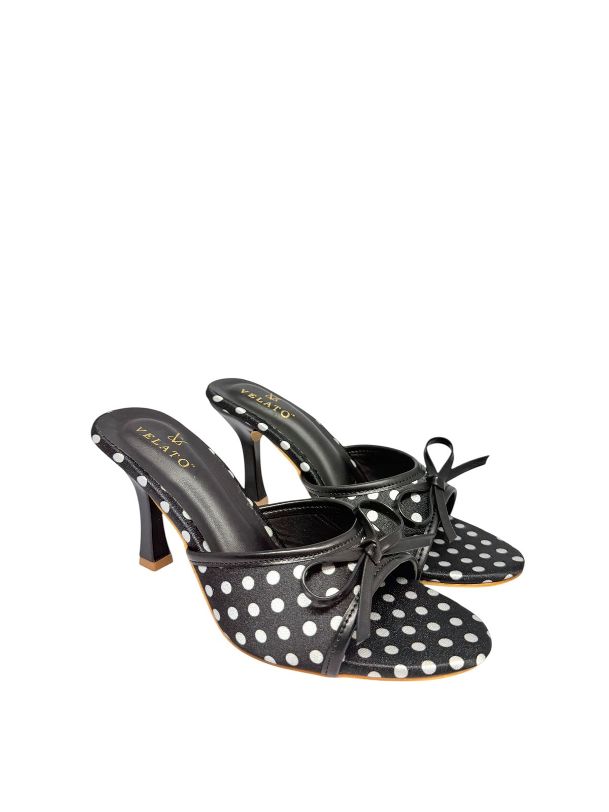 VELATO Polka Dot Bow Heeled Mules