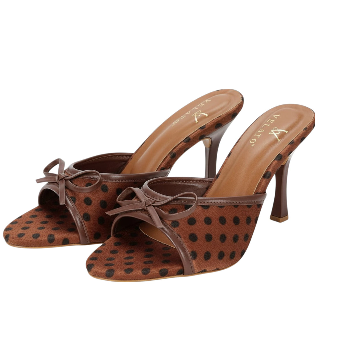 VELATO Polka Dot Bow Heeled Mules